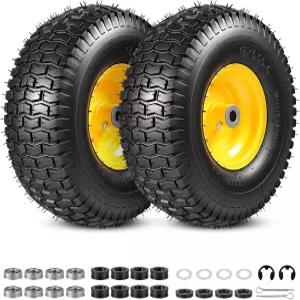 2PCS 15x6.00-6 타이어 및 휠 어셈블리 존 디어 장인 허스크바르나 라이딩 모우어 교체 플라이 튜브리스