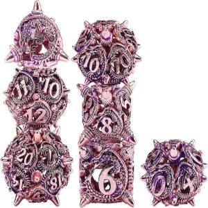 오스터 7피스 DND 주사위 세트 메탈 드래곤 중공 다면체 D20 D12 D10 D8 D6 D4 던전 앤 RPG 보드 게임용