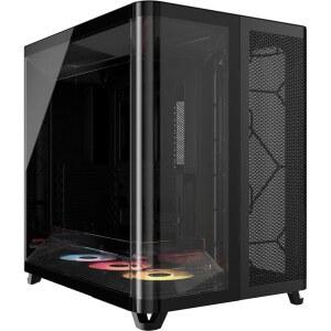 CORSAIR AIR 5400 RS-R ARGB 트리플 챔버 미드 타워 PC 케이스 u2013 3X 프리 설치 리버스 로터 RS120-R 팬, 저소음, 고풍량 덕트, 마더보드 지원 블랙