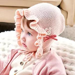 로라앨리 아기 보넷 셔링 니트 방한 모자 유아 보넷 Drx3+3HaC