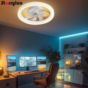 호환 초슬림 2-in-1  85-265V 디밍 가능  조명 내장형 천장 선풍기  침실  미니멀리스트 거실용  DC 모터