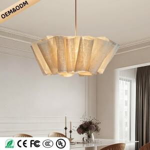 호환 와비사비 샹들리에 수제 패브릭 LED 펜던트 조명 빈티지 거실 서재 의류 매장 레스토랑 디자이너 행잉