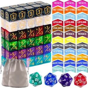 MTG용 100피스 MTG 주사위 키워드 카운터 세트 라이프 게임 토큰에는 36개의 아크릴 +1/-1 실드 D20