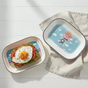 팝아트 디자인 피클 접시 직사각 플레이트 도자기 식기 예쁜 그릇 브런치 접시 홈카페 인테리어 주방용품