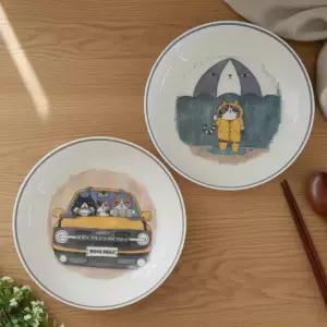 팝아트 파스타볼 24cm 도자기 샐러드볼 예쁜 그릇 주방 용품 큰 접시 홈카페 인테리어 식기 선물용