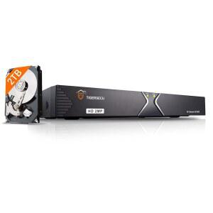 TIGERSECU 슈퍼 HD 1080P H.264 16채널 DVR 레코더, 2TB 하드 드라이브, 2MP 및 5MP TVI, AHD, CVI, 아날로그, RS485 PTZ IP 카메라와 호환되는 하이브리드 6-in-1 CCTV 레코더