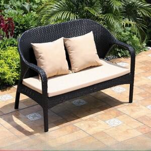 호환 야외 소파 모조 라탄 자외선 차단 방수 정원 안뜰 호텔 레저 의자 발코니 더블 백 체어