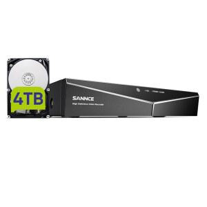 4TB 하드 드라이브가 장착된 16채널 CCTV DVR, 2MP TVI AHD CVI CVBS 아날로그 IP 카메라용 SANNCE 1080p 라이트 5-in-1 하이브리드 비디오 레코더, 모션 알림, 원격 액세스, 24시간 연중무휴 녹화