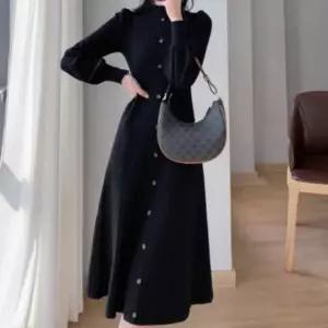 터틀넥 니트 롱 원피스 겨울 임산부 맘룩 목폴라 니트 치마 따뜻한 방한 긴팔 원피스 루즈핏 스웨터 드레스