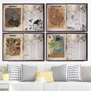 호환 아크 서바이벌 이볼브드 아일랜드 지도 포스터 빈티지 게임 라그나로크 캔버스 그림 거실 홈 데코 게