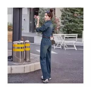 EAMT 여자 정장세트 데님 점프슈트 세트 봄 가을 고급 카고 와이드팬츠 EUNG3
