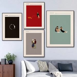 호환 현대 노르딕 미니멀리스트 영화 시리즈 펄프 픽션 클래식 포스터 캔버스 회화 벽 아트 그림 홈 장식