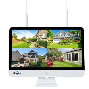 No HDD 15인치 LCD 무선 WiFi NVR 16채널 네트워크 비디오 레코더, 내장 라우터 및 스피커, 최대 6TB 지원, Hiseeu 카메라 작동, 24시간 연중무휴 기록