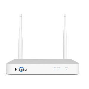 Hiseeu 10CH 무선 미니 화이트 네트워크 비디오 레코더, 2.5인치 내장 하드 드라이브와 호환, 3MP/5MP 카메라에 추가, 플러그인 12V2A 출력 전원 어댑터