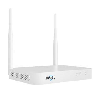 Hiseeu 10CH 무선 미니 화이트 네트워크 비디오 레코더, 2.5인치 하드 드라이브와 호환, 3MP/5MP 카메라에 추가, 플러그인 12V2A 출력 전원 어댑터