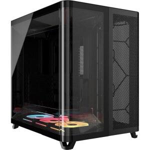 CORSAIR AIR 5400 LX-R RGB iCUE 링크 트리플 챔버 미드 타워 PC 케이스 u2013 3X 프리 설치 리버스 로터 팬, 저소음, 고풍량 덕트, 마더보드 지원 블랙
