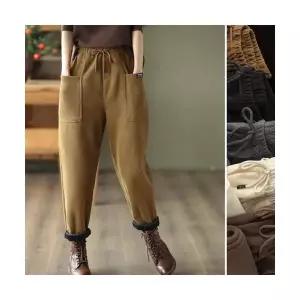 EAMT 여자 9부 바지 빈티지 빅포켓 배기팬츠 후드 추동 니트 도톰 롱 앤티크 캐주얼 슬림 기모 EUNG3