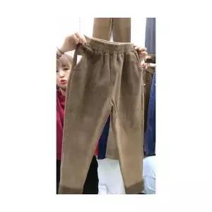 EAMT 여자 9부 바지 배기 일자 기모 스트라이프팬츠 코듀로이 램스울 매치 추동 EUNG3