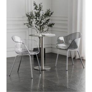 투명의자 인테리어체어 카페스타일의자 라운지 chair 캔틸레버 투명블루 LC1 물방울