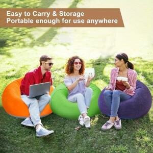 호환 1개 편안한 에어쿠션 빈백 소파  휴대용 다양한 색상 PVC 레저 의자  플록 표면