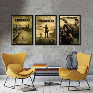 호환 워킹 데드 포스터 Rick Grimes/Daryl Dixon 인쇄 공포 TV 쇼 빈티지 홈 룸 아트 벽 장식 복고풍 그림