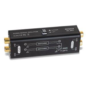 마이크노 오디오 험 엘리미네이터 접지 루프 소음 차단기(베이스에는 영향 없음), 스피커 홈카 시스템 극장 플러그 앤 플레이용 듀얼 채널 골드 코팅 알루미늄 쉘 필터(블랙)