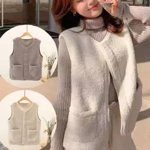 뽀글이 양털 민소매 조끼 여성 초경량 보온 데일리 간절기 야외활동 캐주얼 베스트