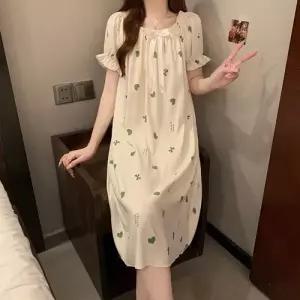 수피 치마 롱 얇은 편하고 여름용 빅사이즈 잠옷 캐주얼한 공주 파자마세트 JEN1