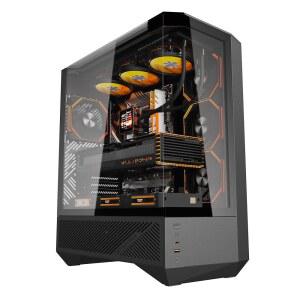 다크플래시 DY460 ATX 풀타워 PC 게이밍 케이스, RTX 5090용 400mm GPU 지원, 4 ARGB PWM 팬 포함, 330 풀뷰 강화 유리, 별도 PSU 챔버, 360mm 라디에이터 USB-C, 블랙