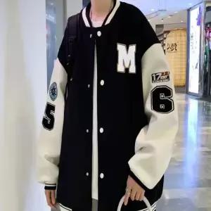 남성 M로고 패치 배색 자켓 야구점퍼 오버핏 항공점퍼 ylD8+4FgM