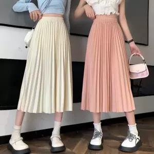 여자 하체커버 A라인 플리츠 롱스커트 주름롱스커트 nuI7+7NPD