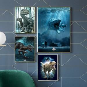 호환 영화 쥬라기 세계 포스터 공룡 Velociraptor 캔버스 회화 HD 인쇄 현대 벽 예술 그림 거실 침실 장식