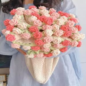 꽃다발 담요 diy 뜨개꽃 뜨개질 친구선물 재료 가정용 옐로우꽃 장미 릴리 도구패키지