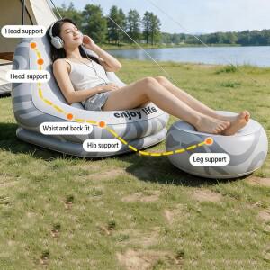 호환 3가지 색상의 휴대용 에어 매트 차박  펌프 없이 사용 가능한 편안한 캠핑/가정용 풍선 소파( 소파)