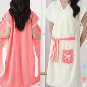 흡수력 우수 속건 후드형 목욕 가운 여성용 홈웨어 수영장 사우나 비치 타올 원피스