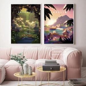 호환 2023 전설 비디오 게임 포스터 캔버스 페인팅 젤다인쇄 벽 아트 사진  현대 침실 룸 홈 데코