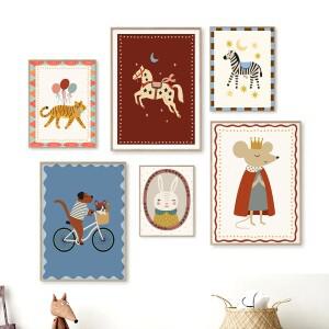 호환 보헤미안 판타지 마법의 말 토끼 곰 동물 유아실 포스터 캔버스 그림 벽 예술 사진 북유럽 스타일 홈