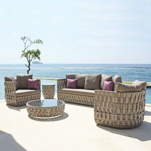 호환 야외 소파 안뜰 정원 거실 라탄 의자 커피 테이블 조합 발코니 모던