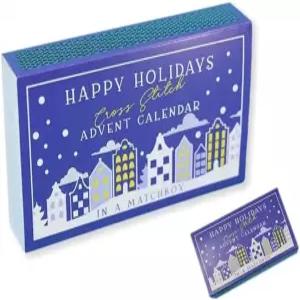 크리스마스 크로스 스티치 어드벤트 캘린더 카운트다운 자수 키트 초보자 및 공예 애호가를 위한 24일 선물