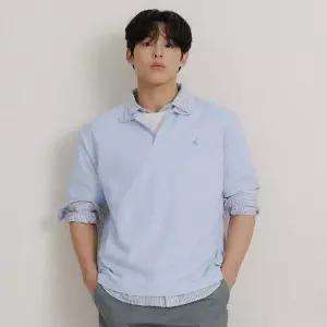 [백화점 정품] 빈폴 멘 [SS26]레이어드넥 텍스처 반소매 티셔츠 - 스카이 블루 :BC6342C36Q