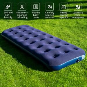 호환 인플레이터블 플로킹 캠핑 침대 매트 싱글 퍼슨 아웃도어 텐트 슬리핑 패드 하이킹백패킹용