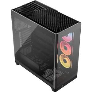 CORSAIR 프레임 4500X LX 리버스 팬 RGB 링크 미드 타워 PC 케이스 u2013 3X 프리 인스톨 팬, 글래스, 인피니레일 장착 시스템, 모듈식 커스터마이징, 넓은 인테리어, GPU 안티 사그 블랙