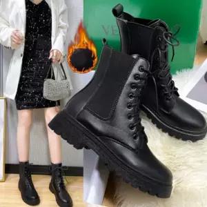 여성 블랙 기모 안감 통굽 워커 sUS5+3lyY