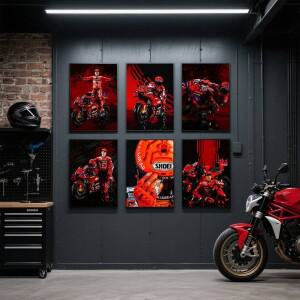 호환 25 moto gp 우승자 M-Marc 93 포스터 자체 접착 아트 방수 종이 스티커 커피 하우스 바 룸 벽 장식