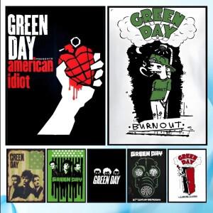 호환 빈티지 포스터 그린 데이 록 밴드 레트로 미적 캔버스인쇄 벽 예술 그림 거실 장식