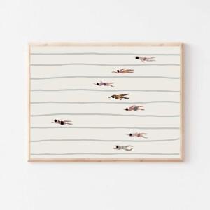 호환 북유럽 다양한 여성 수영 선수 프린트  미니멀리스트 벽 아트 캔버스 페인팅 사진 포스터  거실 장식