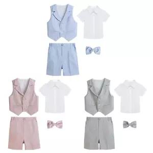 미니미 파스텔 3버튼 정장조끼 세트(양장조끼 셔츠