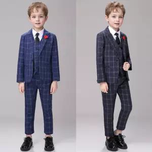 레이크 싱글버튼 믹스체크 정장 턱시도 풀세트(자켓