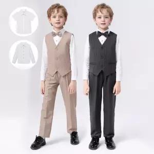 로완 세로스트라이프 3버튼 양장조끼 반팔or긴팔셔츠