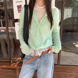 [하프클럽/]여성 부드러운 모헤어 혼합 라운드넥 여리핏 니트 가디건